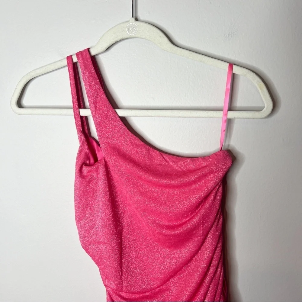 Superdown Jayden One Shoulder Mini Dress in Pink Glitter - Picture 9 of 9